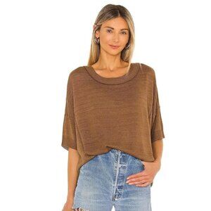 Free People WFH Sweater Tee / Mushroom Size XS Brown Short Sleeve Oversize NWT